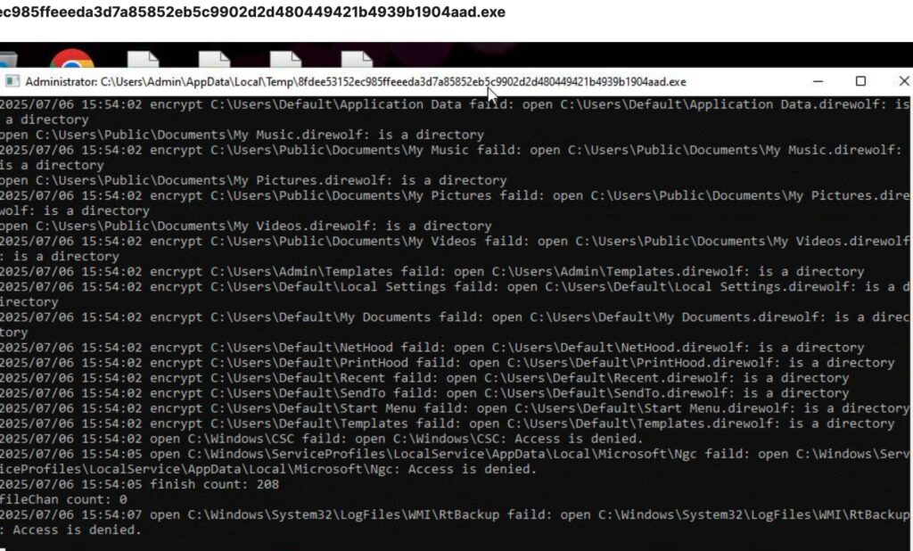 Dire Wolf Ransomware Encryption Process