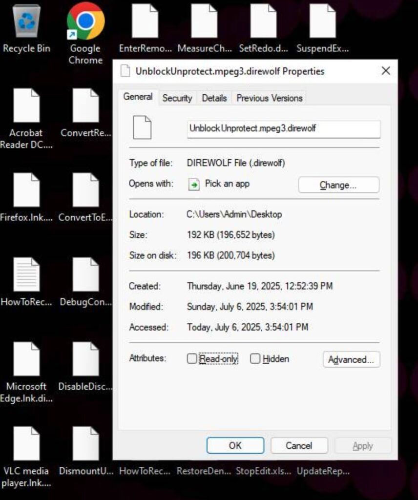 Dire Wolf - Encrypted files