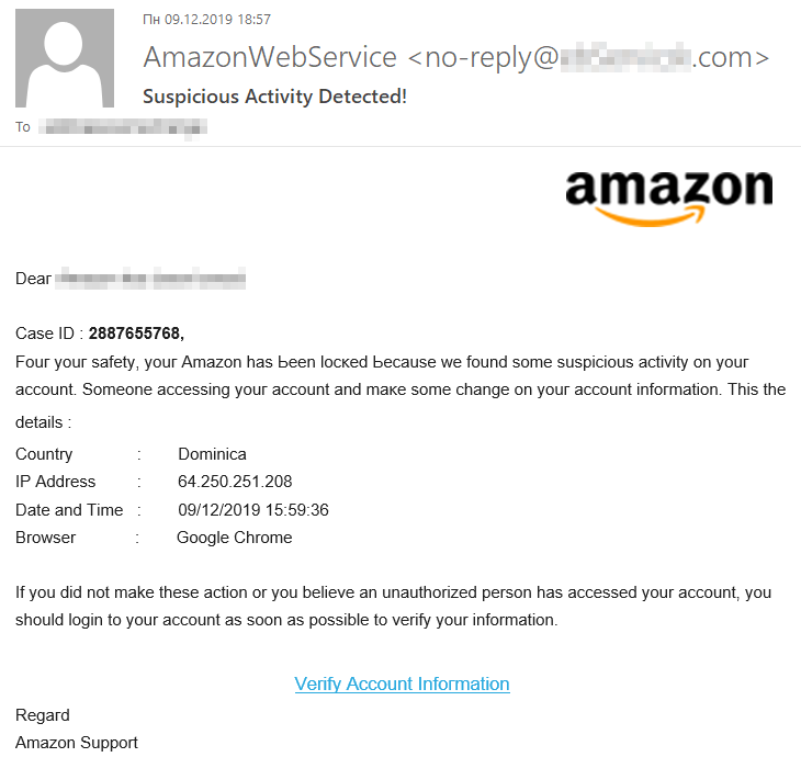 amazon related phishing scam screen 1 СhatGPT Became a Source of Phishing