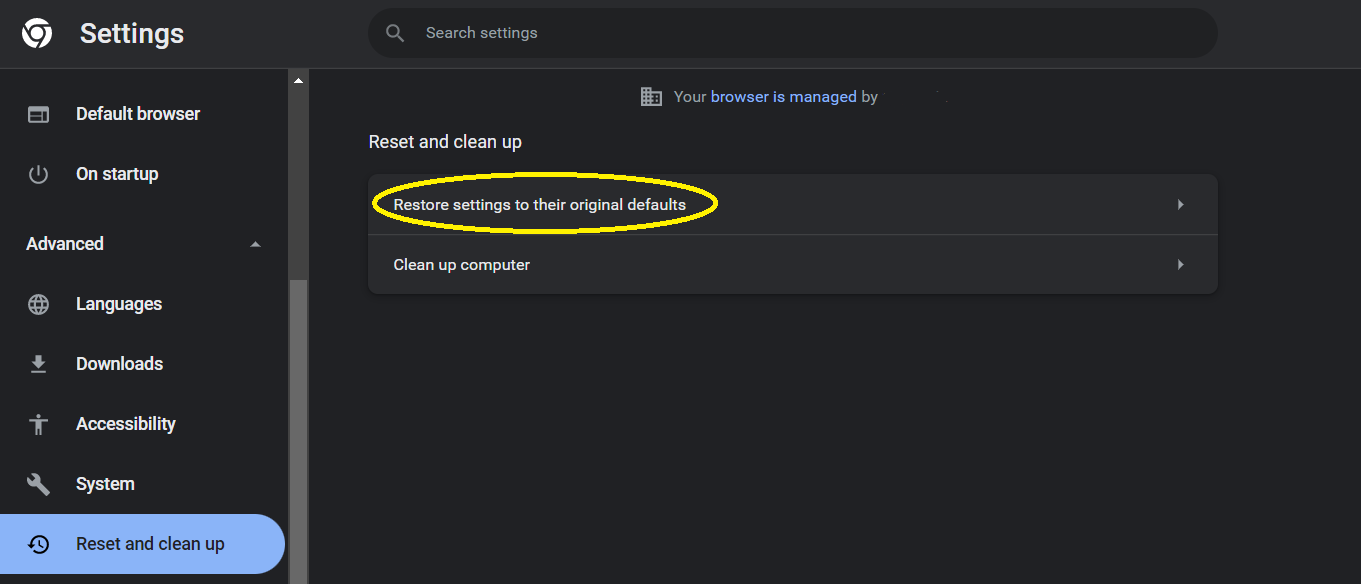 Reset Chrome settings