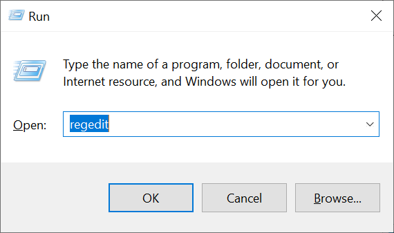 Run regedit