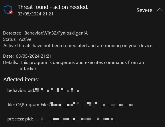 Behavior:Win32/Fynloski.gen!A 2 Behavior:Win32/Fynloski.gen!A Detection