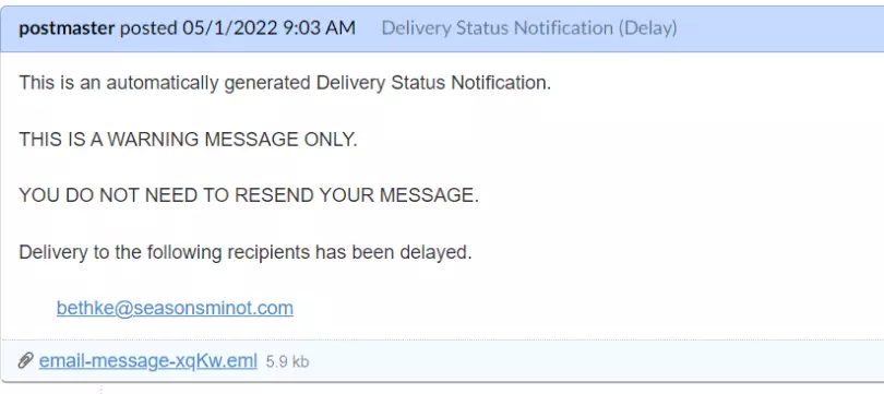 The example of email spam message