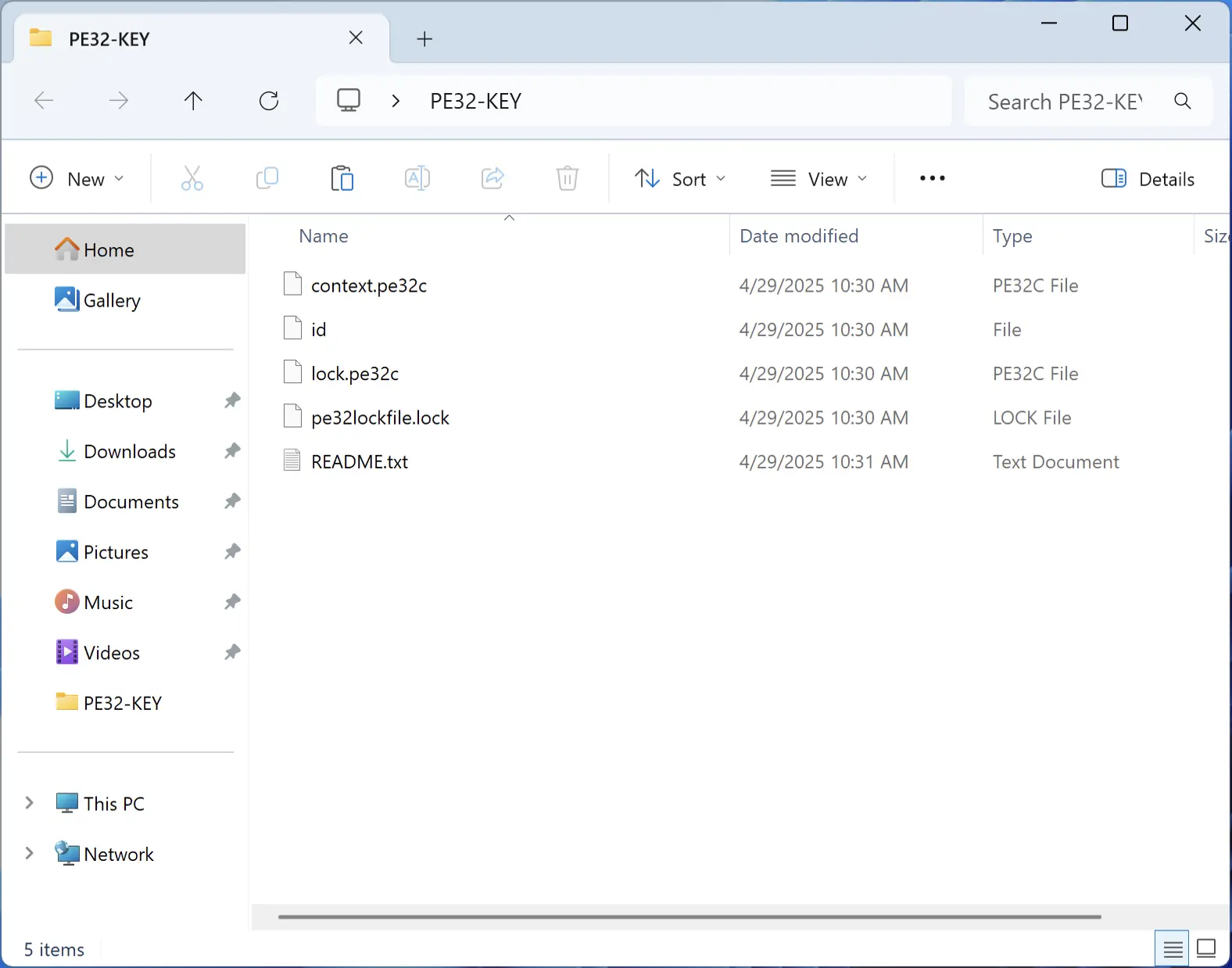PE32-KEY folder screenshot